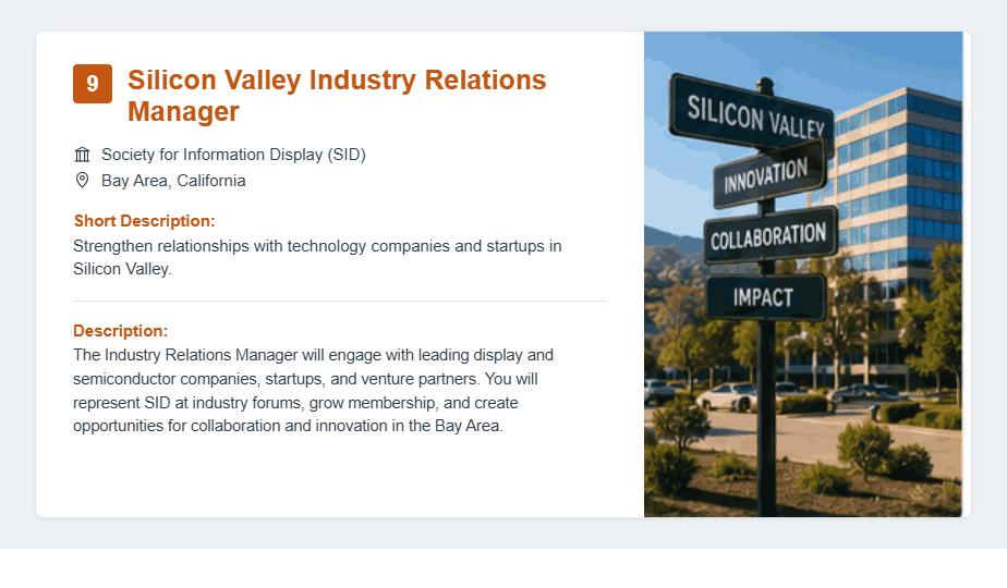 Silicon Valley Industry Relations Manager